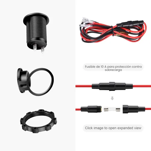Vista 2 de ZHSMS - Enchufe para encendedor de cigarrillos, automóvil, motocicleta, ATV RV, enchufe para encendedor, toma de corriente, receptáculo de 12V Negro