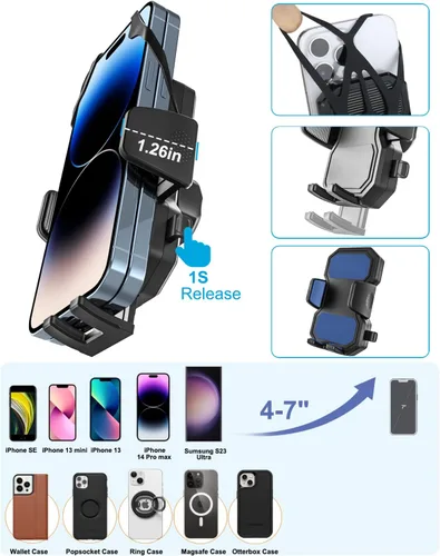 Vista 6 de Soporte de teléfono para bicicleta de cuello de cisne, soporte de teléfono para motocicleta – Clip de teléfono celular para manillar de bicicleta