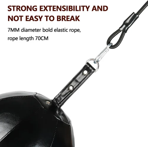 Vista 5 de InnoLife Kit de saco de boxeo de doble extremo con bola de perforación, kit de reacción de velocidad con cordones elásticos, perfecto