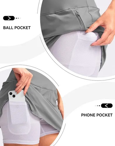 Vista 3 de G Gradual Falda de tenis de cintura alta, falda de golf, bolsillos con cremallera, falda pantalón atlética para mujer, para correr, entrenamiento