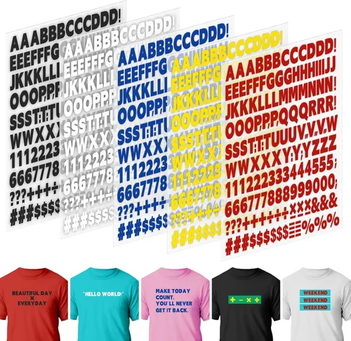 Vista 9 de 10 hojas 1660 piezas letras y números termoadhesivos para ropa, letras de vinilo termoadhesivas blancas de 1 pulgada con letras de transferencia