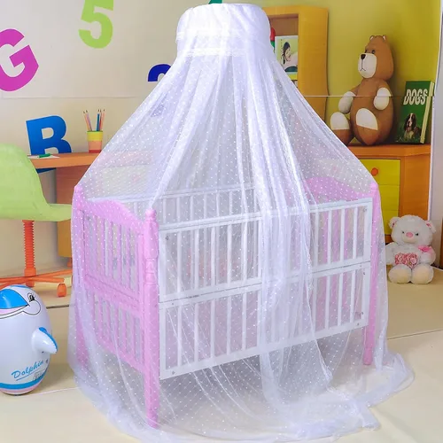Vista 4 de Juego de cama para bebés y niños pequeños, diseño de cúpula, mosquitera, mosquitera, marco de barra de mosquitos, estilo palacio, para cuna Azul