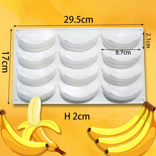 Vista 3 de Eforcase Molde de silicona para fondant, molde de silicona de plátano, moldes de vela 3D, molde de fundición de resina epoxi para bricolaje, jabones