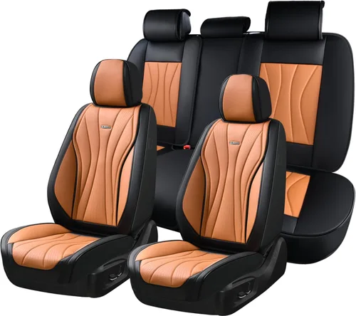 Vista 16 de Coverado Funda de asiento de automóvil, funda de asiento delantero para automóvil, protector de asiento de automóvil de cuero impermeable, fundas