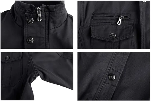 Vista 5 de CRYSULLY - Chaqueta de invierno de forro polar para hombre, estilo informal, con varios bolsillos, abrigo de campo