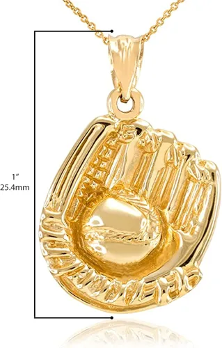Vista 4 de Colgante de oro amarillo de 10 quilates con guante de béisbol o sóftbol y bola
