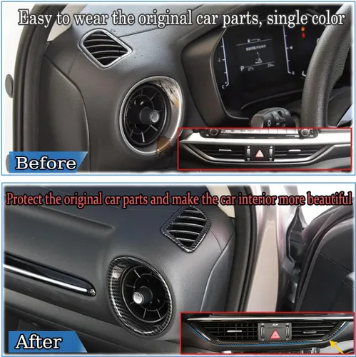 Vista 4 de MUXEE para Kia Forte 2019-2024 5PCS ABS Fibra de Carbono Centro Control Aire Acondicionado Marco Salpicadero Superior Salida de Viento Cubierta
