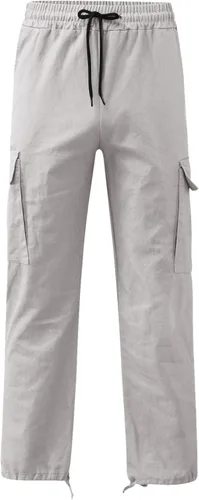 Vista 2 de Pantalones para hombre de algodón y lino Harem Street Bib Pants Loose Fit Hippie Yoga Beach Pantalones con cintura múltiples tejidos bolsillos