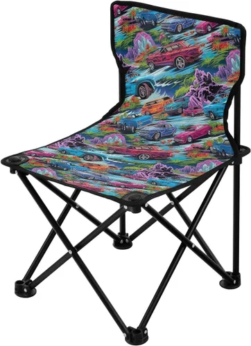 Vista 4 de Al aire libre plegable lindo coche colorido camping sillas para adultos silla de camping portátil silla de césped ligero 202a3139