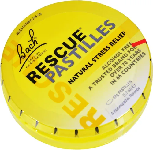 Vista 7 de Bach RESCUE PASTILLES, sabor grosella negra, pastillas naturales para aliviar el estrés, esencia floral homeopática, vegetariana, sin gluten
