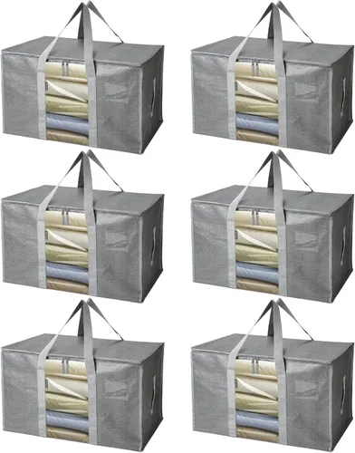 Vista 37 de BALEINE Paquete de 2 bolsas de mudanza de gran tamaño con asas reforzadas, bolsa de almacenamiento resistente para ropa, suministros de mudanza