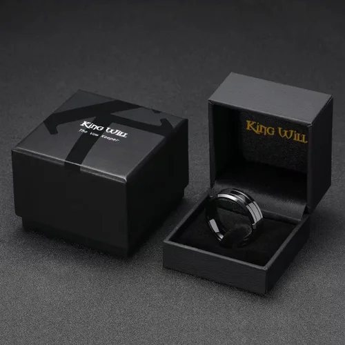 Vista 50 de King Will Anillo de boda de carburo de tungsteno para hombre con diseño de ranura, 6/7/0.315 in de ancho, acabado cepillado/pulido para hombre
