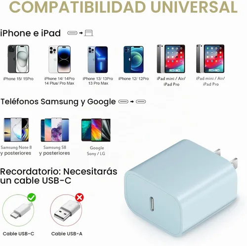 Vista 3 de Bloque de cargador USB C para iPhone 17 Cargador de pared Adaptador de corriente de 20 W para iPhone 17/17 Air/17 Pro/17 Pro Max, 16 15 14 13 12 11