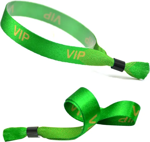 Vista 12 de 100 pulseras de tela VIP para eventos, pulseras de tela desechables RPET (negro)