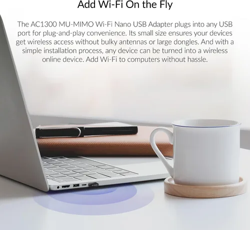 Vista 3 de D-Link Adaptador USB WiFi de doble banda AC1300 inalámbrico para Internet para PC de escritorio, portátil, juegos, MU-MIMO, compatible con Windows