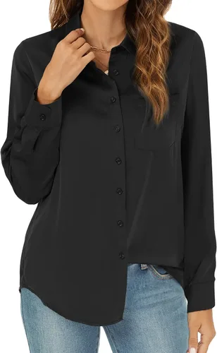 Vista 6 de RANPHEE Camisas de primavera de manga larga con botones para mujer, blusas elegantes y casuales de trabajo