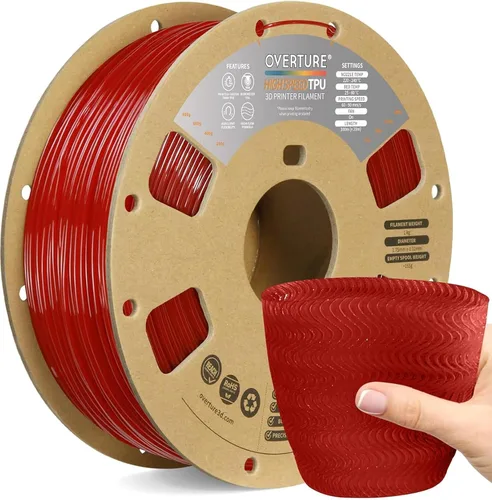 Vista 36 de OVERTURE - Filamento de TPU de 1/16 pulgadas, rollo flexible de poliuretano termoplástico, impresora 3D suave, 95A, carrete de 2.2 libras, precisión
