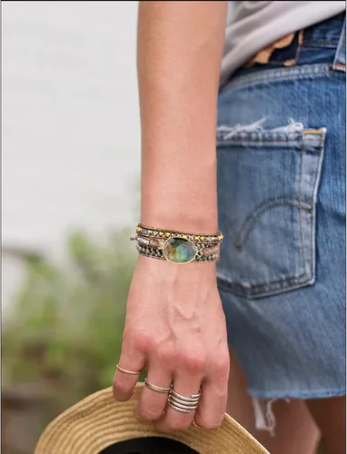Vista 5 de Plumiss Colección de pulseras de cuentas curativas de piedra natural boho para mujer