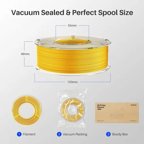 Vista 6 de ELEGOO - Paquete de filamento de seda PLA 1.75mm, filamentos para impresora 3D de doble color con precisión dimensional de +/- 0.05mm, paquete de 4