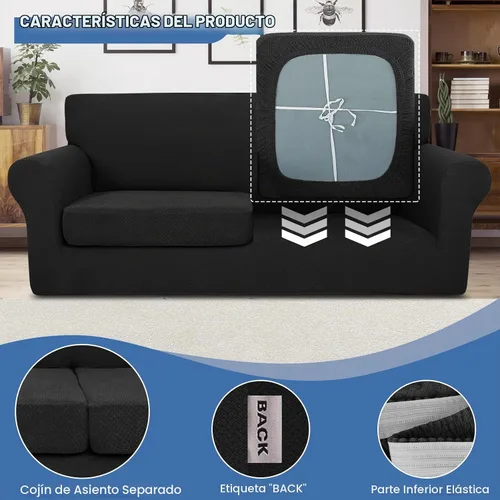 Vista 4 de JIVINER Fundas de sofá de 3 piezas para sofá de 2 cojines, funda elástica para sofá con 2 fundas de cojín de asiento extra grandes, fundas gruesas