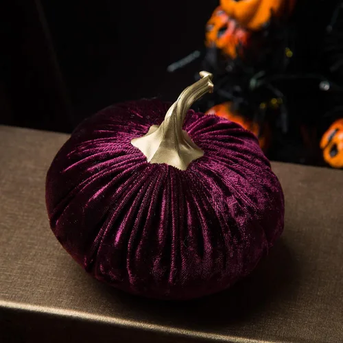 Vista 5 de Ogrmar Juego de 6 calabazas de terciopelo hechas a mano, calabaza rellena súper suave con exquisita artesanía para decoración de otoño, Halloween