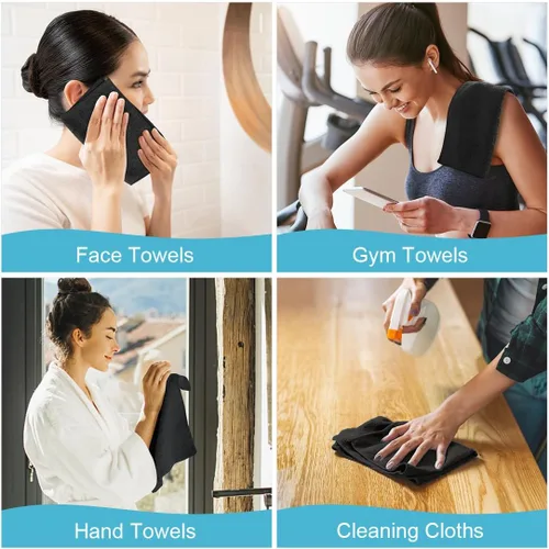Vista 8 de Orighty Paquete de 5 toallas faciales de microfibra, altamente absorbentes y suaves al tacto, toallas de mano para baño, hotel, spa y gimnasio, 11.5