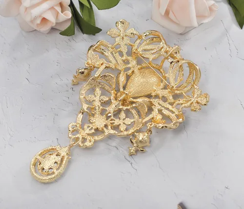 Vista 6 de Gyn&Joy Broche para mujer, 5 pulgadas, con diamantes de imitación de cristal transparente