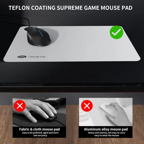 Vista 5 de WengTech Teflon Gaming Mouse Pad Waterproof Anti-Slip Slim Mouse Pad for Gamers Medium 137X 94X 002 inch - White