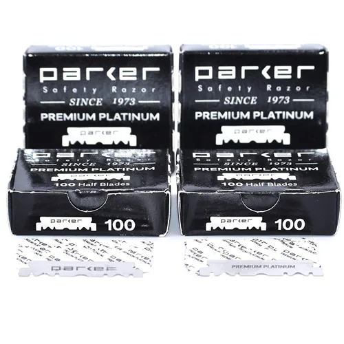 Vista 5 de Parker Premium Platinum 1/2 cuchillas, 200 unidades **, para maquinillas de afeitar profesionales de peluquero, afeitadoras de afeitar y maquinillas