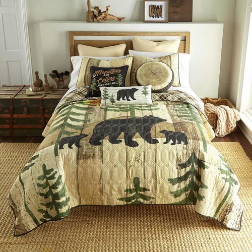 Vista 13 de Donna Sharp Bear Cottage - Juego de edredón tamaño Queen, 90 x 90