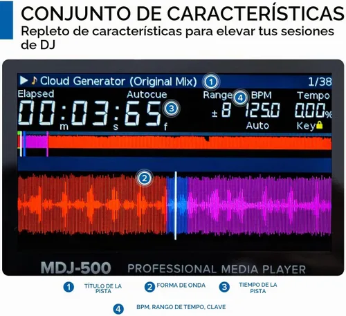 Vista 6 de Gemini Sound MDJ-500 - Reproductor de medios profesional para DJ, diseño compacto con rendimiento completo de funciones, compatible con Virtual DJ