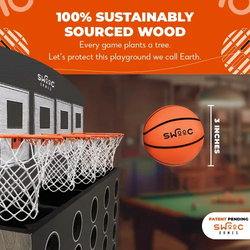 Vista 6 de SWOOC Games - Low Post Lineup™ Baloncesto Gigante Montado en la Pared 4 en Fila con Más de 5 Juegos Aro de Baloncesto para Juegos de Pared