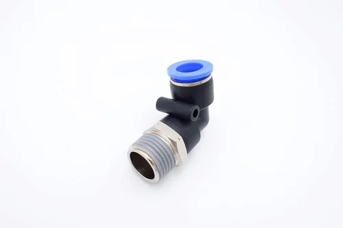 Vista 6 de Accesorio de Conexión por Empuje 1/2" Tubo OD x 1/2" Rosca Macho NPT, Codo Neumático Macho para Línea de Aire y Agua de 90 Grados con Giratorio