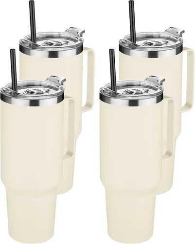 Vista 9 de Hasle Outfitters - Vaso de acero inoxidable de 40 onzas con asa, juego de vasos térmicos aislados al vacío, taza de viaje reutilizable de doble