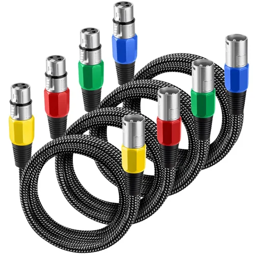 Vista 19 de Cable XLR de 3 pies/2 unidades, cable de micrófono Nylong trenzado equilibrado XLR macho a hembra, cables de conexión de micrófono de alta