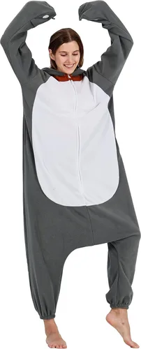 Vista 3 de SimZoo Pijama de animal para adultos, disfraz de cosplay de animales para hombres y mujeres, ropa de dormir unisex de una sola pieza