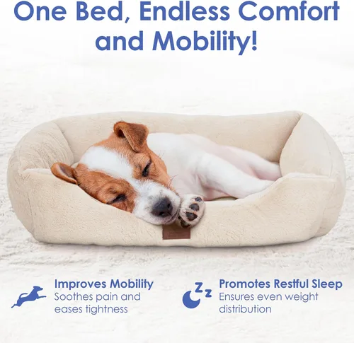 Vista 3 de American Kennel Club Cuddler - Cama para mascotas con entrada de perfil bajo, cama de felpa para perros de 25 pulgadas para razas pequeñas, cama