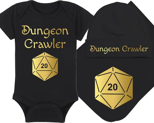 Vista 14 de Dungeon Crawler with Dice - Gaming Baby Onesie - Hat - Blanket - Bib Package Combinations