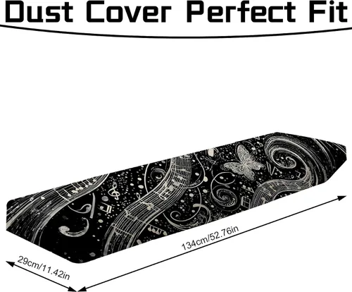 Vista 5 de Funda para teclado de piano de 88 teclas, soporte digital para teclado con cable elástico duradero (negro oscuro)