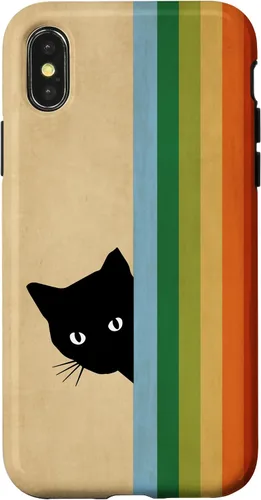 Vista 5 de Black Kitty Cat - Retro Vintage Rainbow Phone Case for iPhone 17