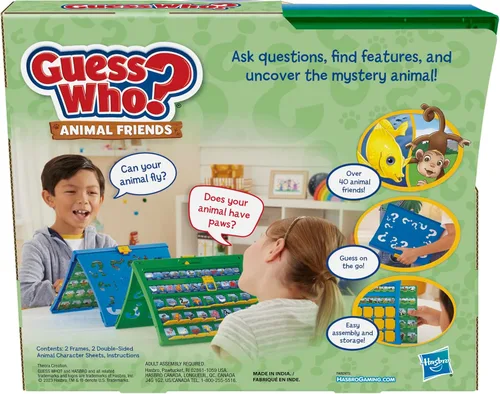 Vista 2 de Hasbro Gaming Adivina Quién? Juego de Amigos Animales 2 Hojas de Animales Doble Cara Juegos de Mesa para 2 Jugadores para Niños Regalos