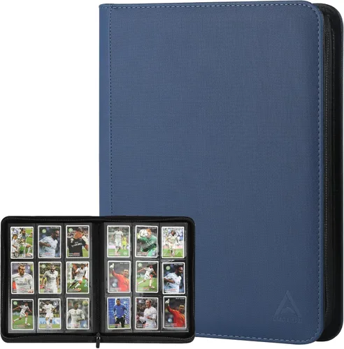 Vista 15 de Carpeta para tarjetas de 9 bolsillos, capacidad 540 con cierre de cremallera, de doble cara, resistente y elegante, protector de piel sintética