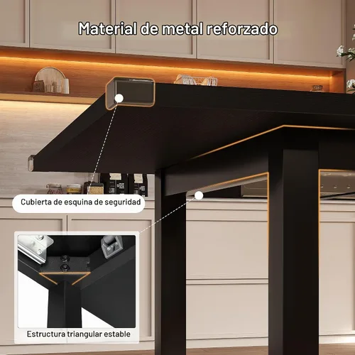 Vista 6 de Einhomn - Mesa de comedor moderna y extensible para 4-6 personas, mesa de cocina estilo granja de 63", mesas rectangulares para comedor, cocina