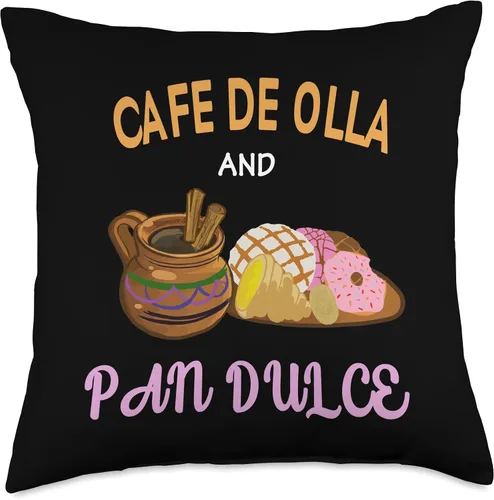 Vista 5 de Funny Cafecito Mexican Concha Cafe de Olla and Pan Dulce Cafecito Mexican Concha - Almohada de 16 x 16 pulgadas, multicolor
