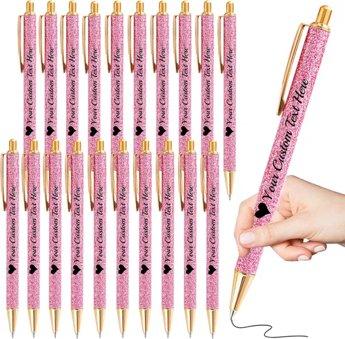 Vista 20 de Bolígrafos personalizados con purpurina con nombre a granel, 10 unidades, bolígrafos personalizados con punta de lápiz digital para mujeres y niñas