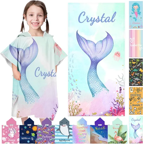 Vista 25 de Toallas de playa personalizadas para niños, toallas de playa personalizadas con nombres, regalos personalizados para niños pequeños, niñas