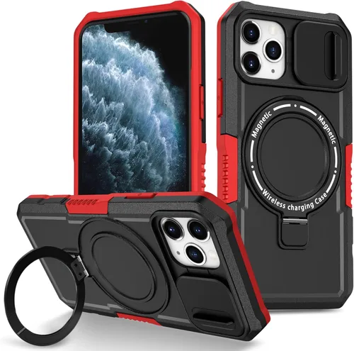 Vista 132 de Funda magnética para iPhone 11, soporte de anillo con ventana corrediza, funda protectora mate a prueba de golpes para iPhone 11 6.1, fundas