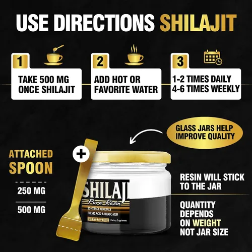 Vista 4 de 2 paquetes de suplemento Shilajit de 0.71 oz para suministro de 80 porciones, apoya la inmunidad, la salud cerebral y más - 500 mg Shilajit puro