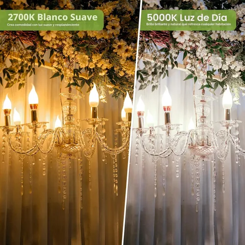 Vista 3 de Bombilla de candelabro E12 Sigalux equivalente a 40 W, bombillas LED para lámpara de araña regulables 2700 K blanco suave, bombilla LED CA10