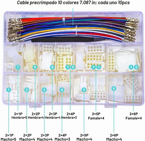 Vista 2 de Molex 5557 - Kit de conectores de extensión macho y hembra de 0.165 in con cables preprensados prémium de 20 AWG, Molex Mini-Fit Jr de doble fila